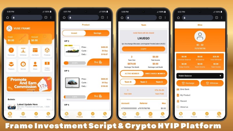 Vuse Frame Investment Script & HYIP Platform Source Code